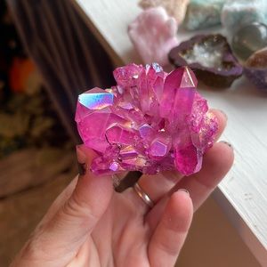 Aura pink quartz cluster